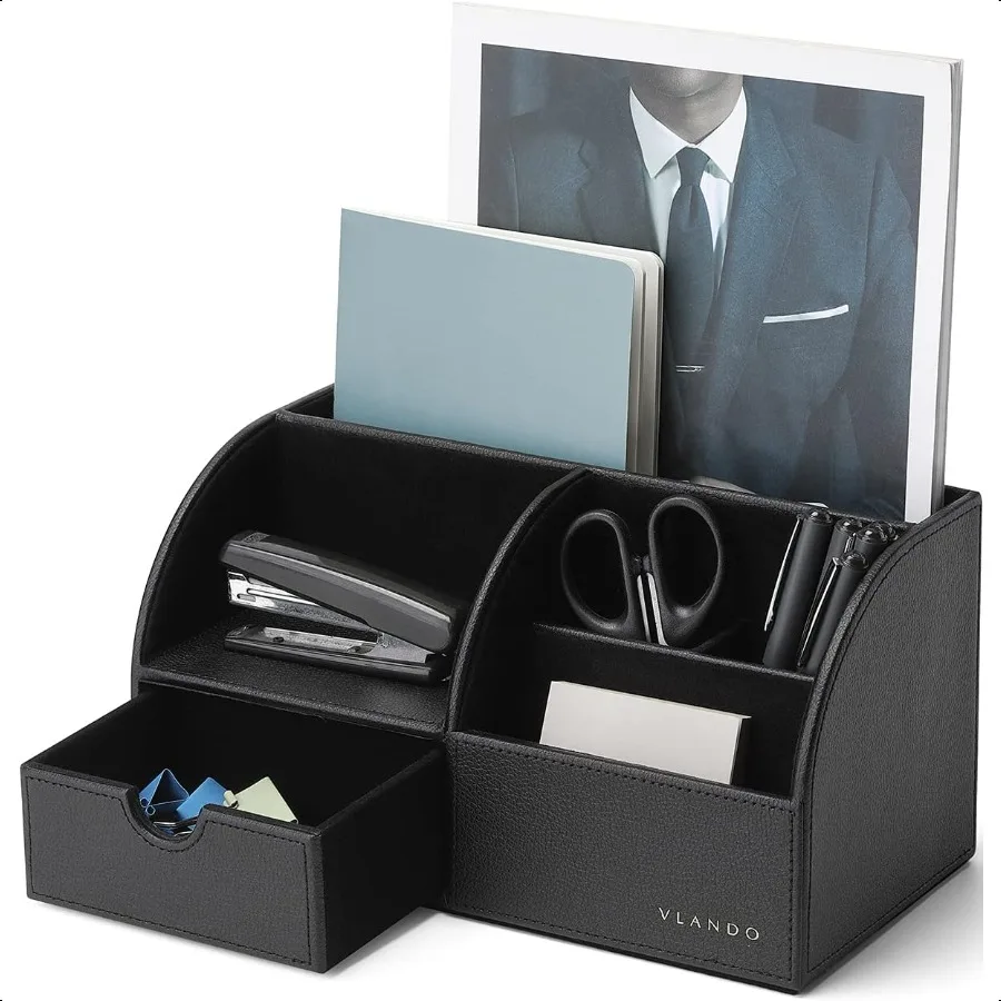 

Vlando Office plies Desk Organizer Caddy Desktop Hanging File Letter Document Storage Holder with Drawer Organizer Section for