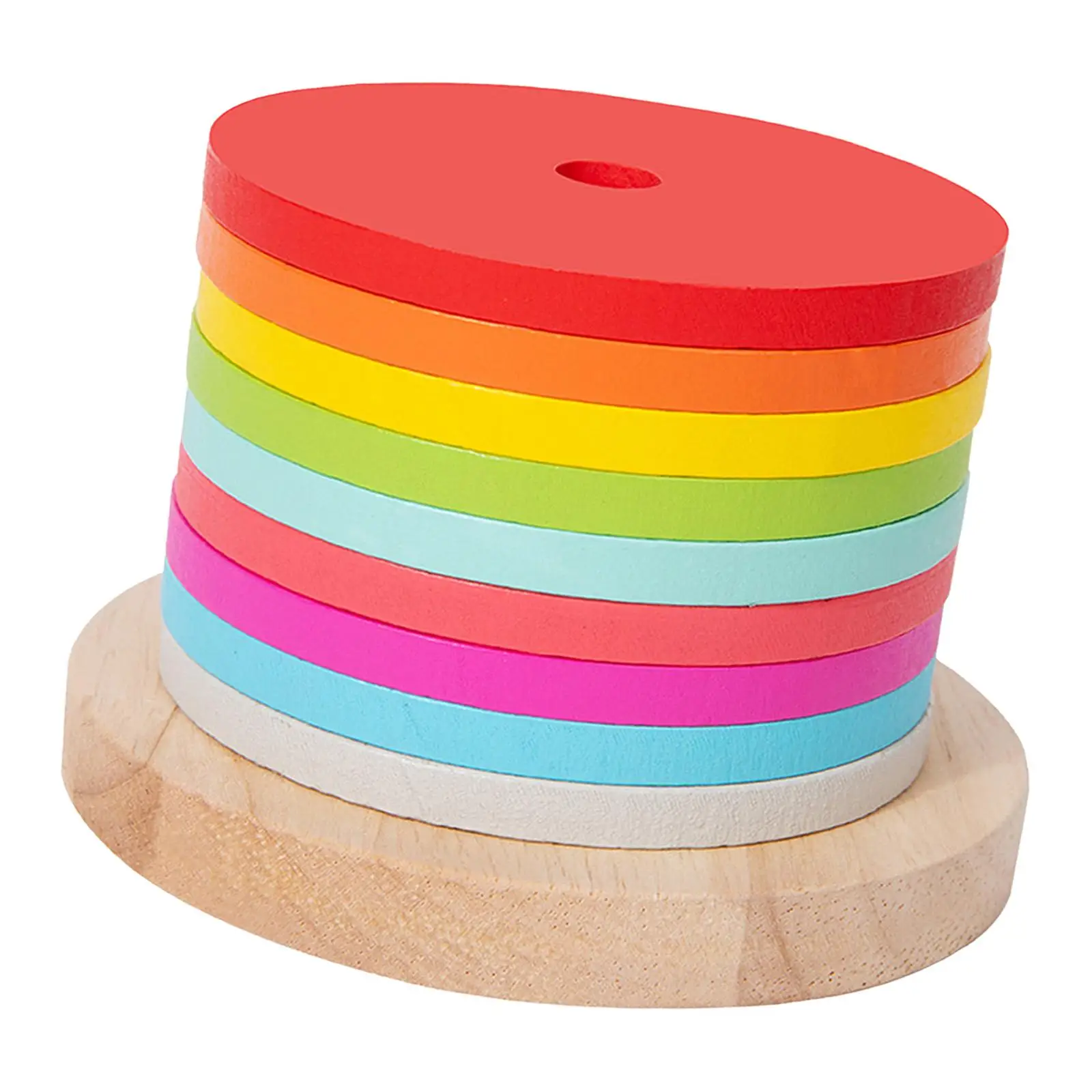 Educational Wooden Sorting Stacking Toys Round Blocks Color Recognition Shape Sorter Puzzle for Toddler Learning Kids