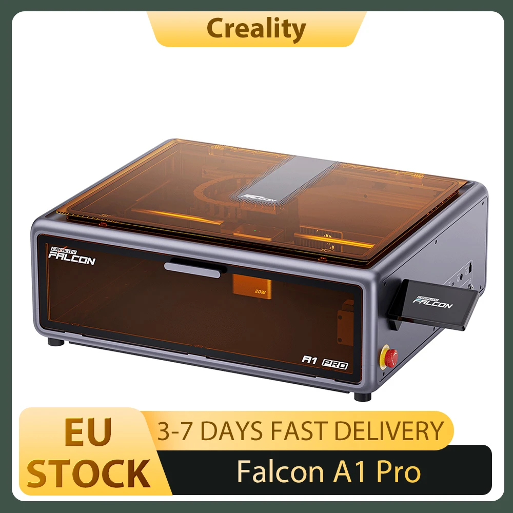Creality Falcon A1 Pro 20W lasergraveerder en snijder, 600 mm/s snelheid, AI-camera, 4,3" touchscreen, app-bediening, 358x268 mm