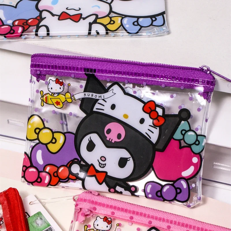 New Sanrios Hello Kitty 50Th Anniversary Storage Bag Anime Kuromi Cinnamoroll Waterproof Makeup Coin Key Portable Card Bag Gifts