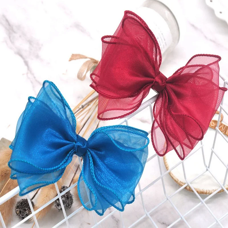 Hair Pin for Girls Ribbons Pink Bow Girls Ribbon Hair Accessories for Woman Girls Simple Satin Solid Color Bowknot Clip Hair Pin