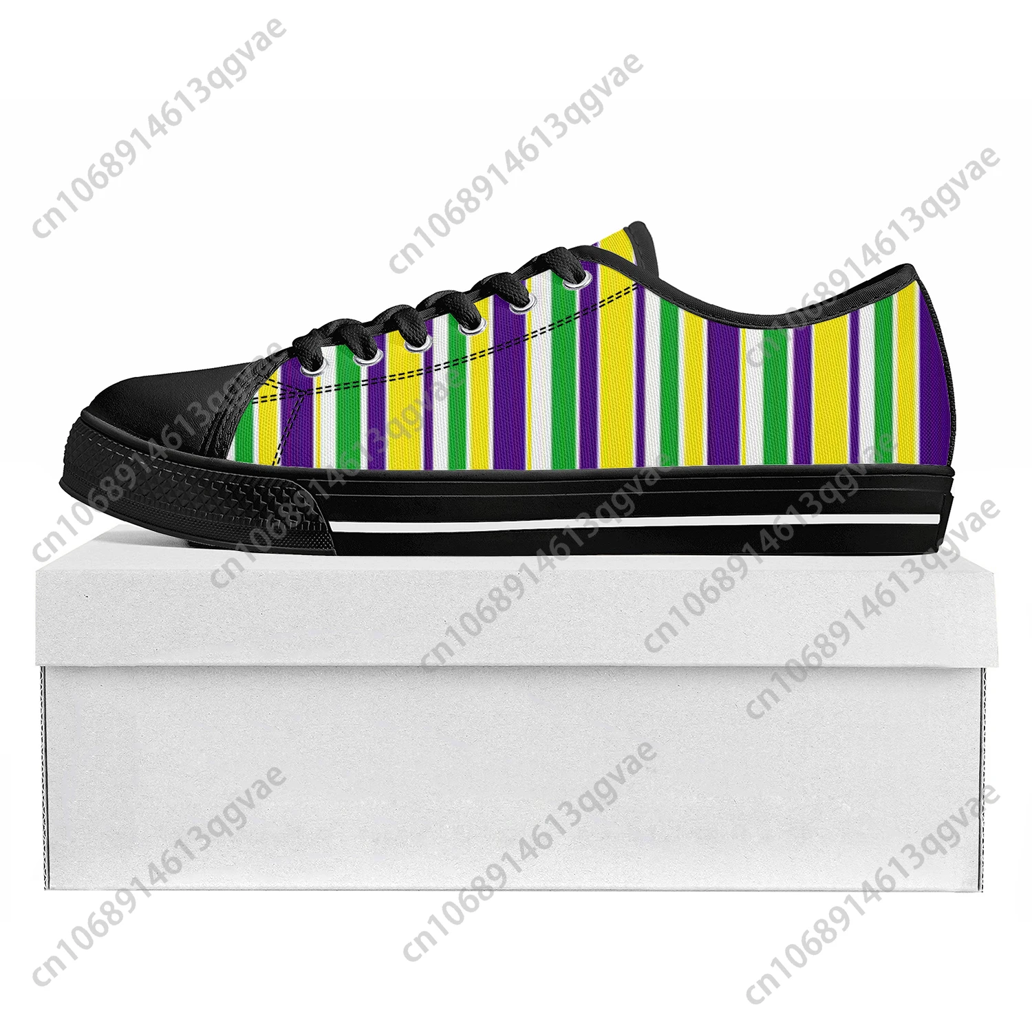 Mardi Gras Stripe Pattern Low Top High Quality Sneakers Mens Womens Teenager Tailor-made Shoe Canvas Sneaker Casual Couple Shoes