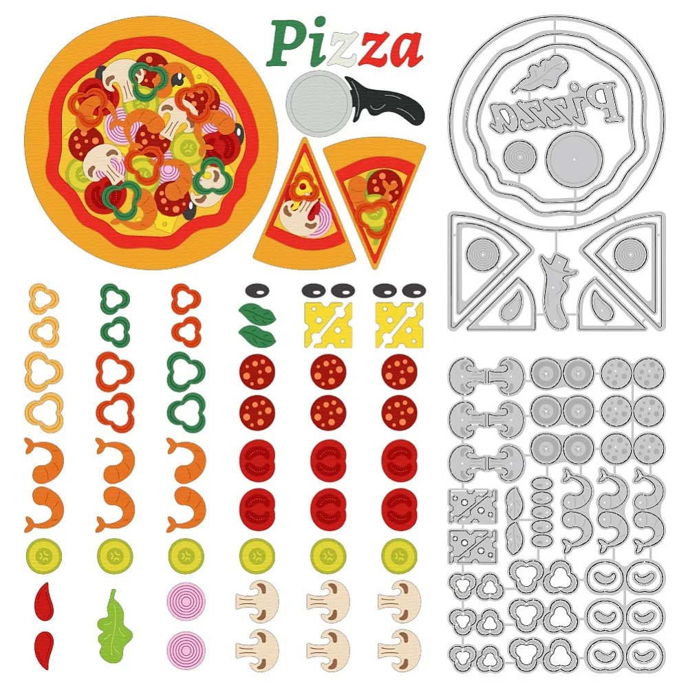 Schneideformen aus Kohlenstoffstahl mit Lebensmittel-Motiv für DIY-Scrapbooking, Fotoalbum, dekorative Prägung, Papierkarten, Pizza