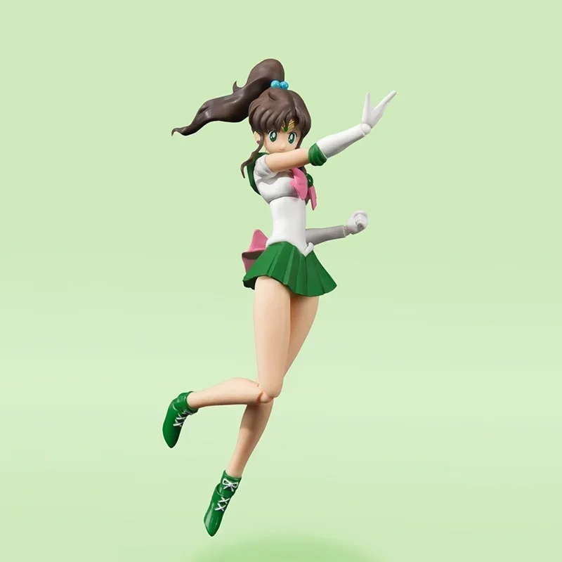 Bandai-figura de Sailor Moon SHF Kino Makoto Jupiter Joint, figura de Anime genuina móvil, modelo de figura de acción, juguetes para niños