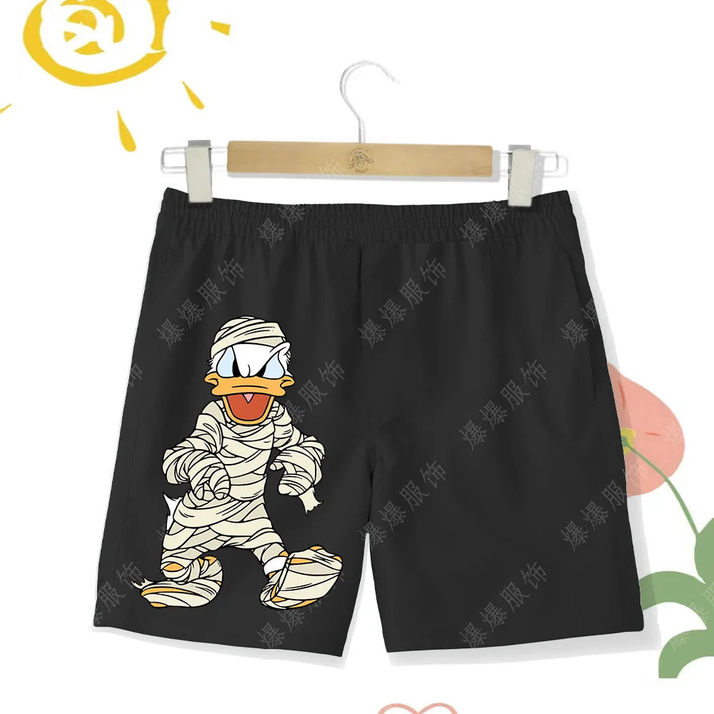 Disney series Kids Fun print Donald Duck cartoon comfortable shorts for summer swimming casual beach pants for boys and girls