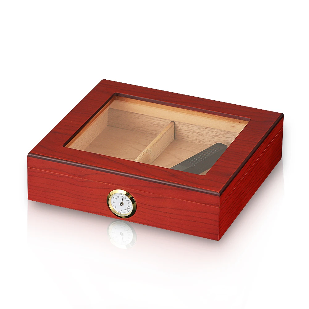 Spaanse cederhouten humidor sigarenkist, draagbare luchtbevochtiger met hygrometer