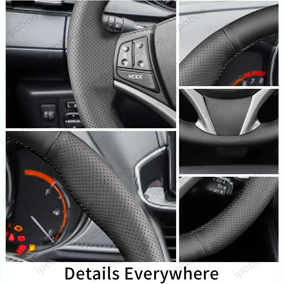 For Toyota Yaris 2012 2015 2017 Aygo 2015 2019 Yaris Trend Hybrid 2013 Verso-S 2012 HandStitch Steering Wheel Cover view 2