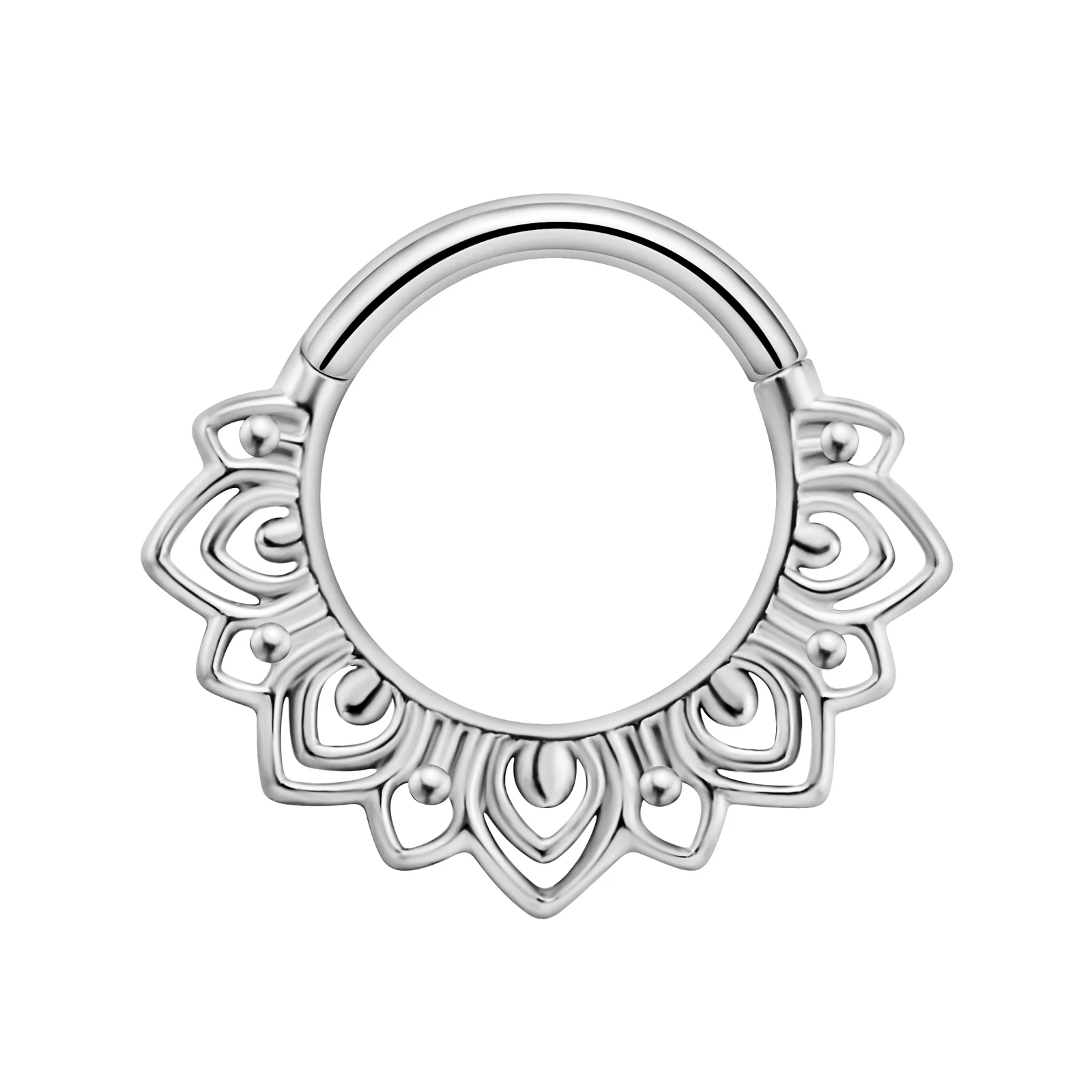 Stainless Steel Hinged Hoop Nose Rings with Butterfly Pattern