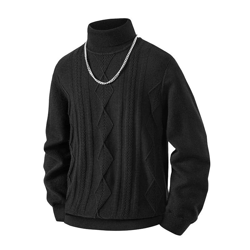 

Мужской повседневный утепленный вязаный свитер с высоким воротником, свободного кроя, осенне-зимний, новый, комфортный и теплый
