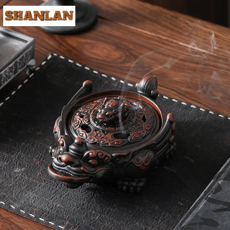 

Creative Purple Pottery Golden Toad Incense Holder Mist Smoking Steamers Incense Burners Aromatherapy Censer Yoga Ornaments Gift