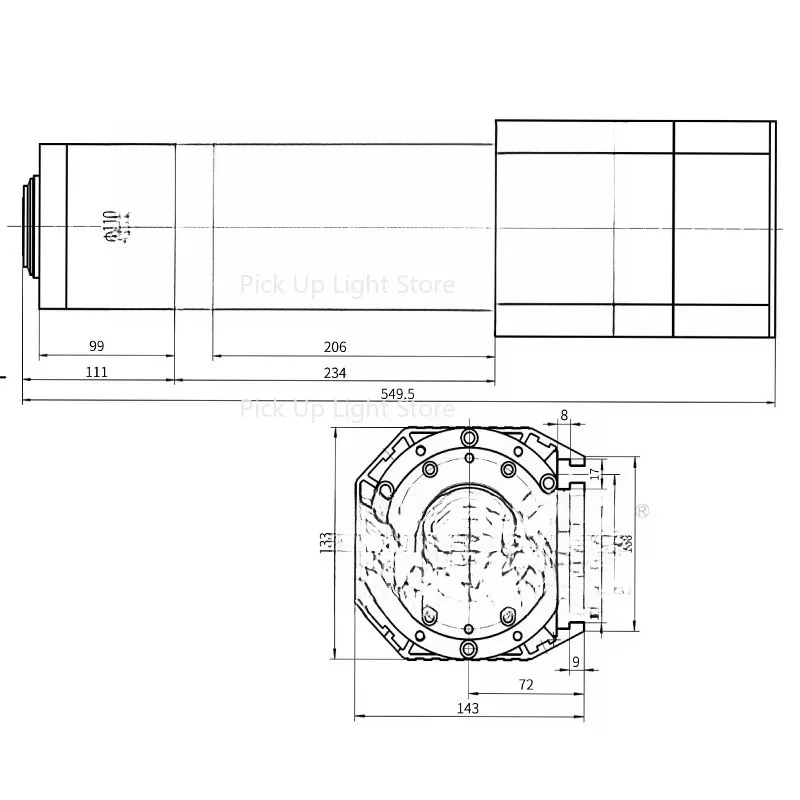 High Speed Spindle Motor 9kw Atc Cnc Machine Spindle 9kw Cnc Router Spindle Motor