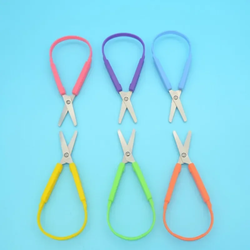 Ring Scissors Children's Student Stretch Stationery Paper Cutting U Shape Stretch Handmade Stainless Steel Scissors