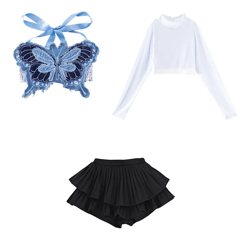 ملابس رقص جاز للبنات ، بلوزة كورية ، تنورة قصيرة ، فستان أزياء الفتاة ، الهيب هوب ، 2 ، 4-15