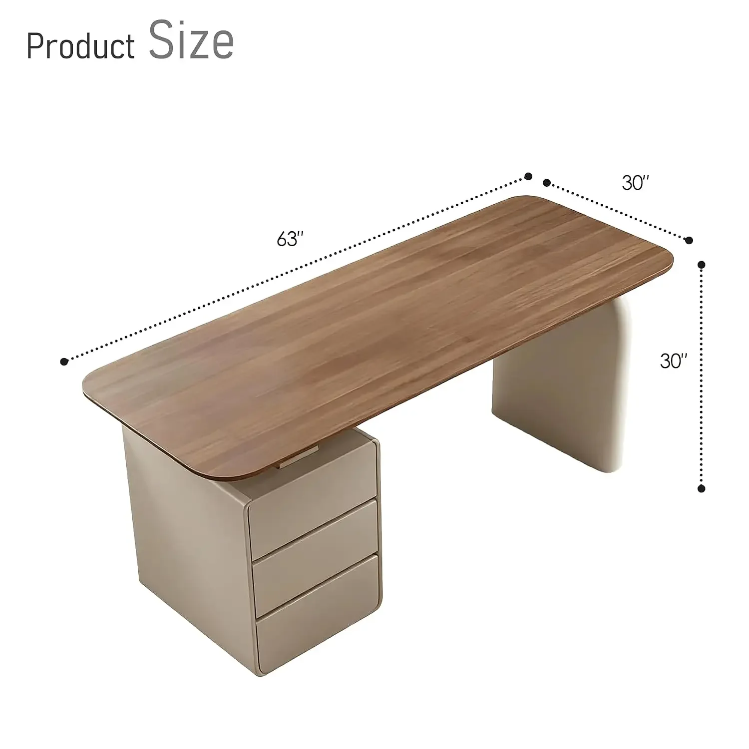 63 Inch Computer Desk with 3 Drawers, Modern Writing Desk with Faux Marble Tabletop, Walnut Executive Desk, Home, Customized