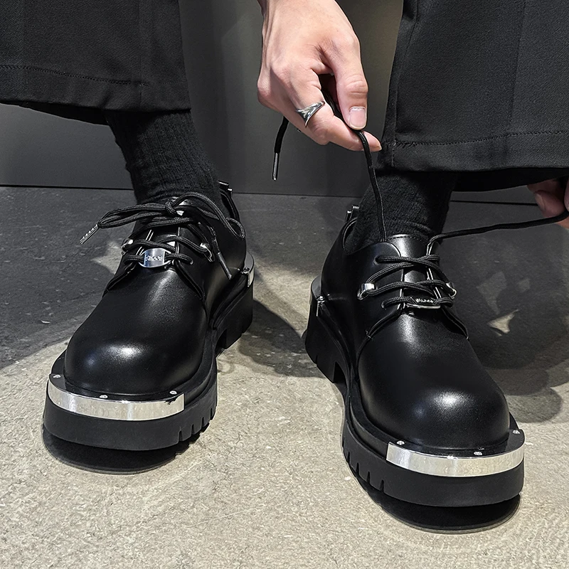 

Мужская Casual oes Весна Осень Thi Bot Heightening Leisure oes 45 Briti Sle Leather oes