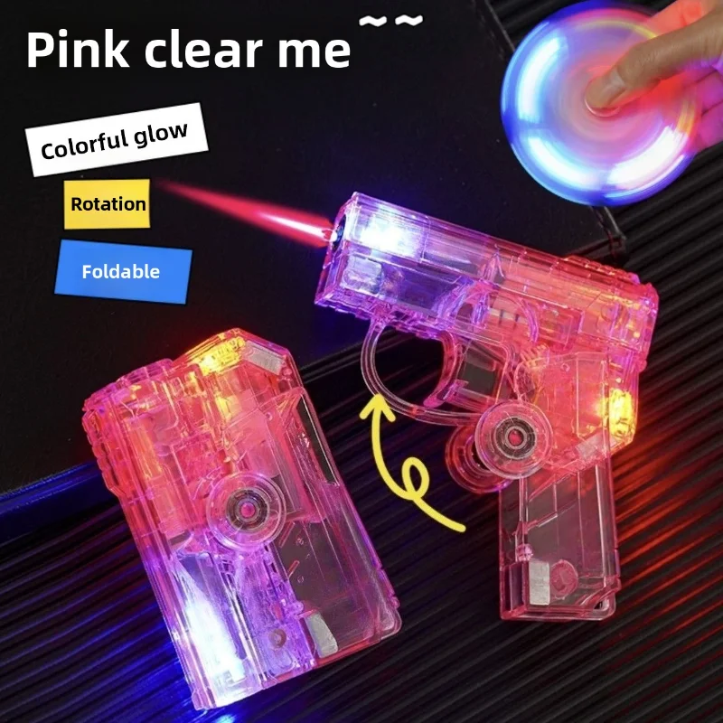 Windproof Transparent Body Inflatable Lighter Jet Flame Luminous Fingertip Rotating Folding Decompression Lighter Men's Gift - Detail 1