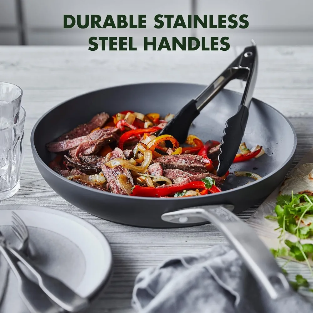 

Здоровая керамическая сковорода с антипригарным покрытием, 10-дюймовая сковорода, можно мыть в посудомоечной машине без PFAS, можно использовать металлическую посуду для домашней кухни