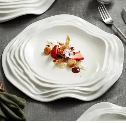 

НОВАЯ керамическая тарелка неправильной формы, специальная тарелка для макарон, стейка, кухонная однотонная посуда, суши, закуски, десертные блюда