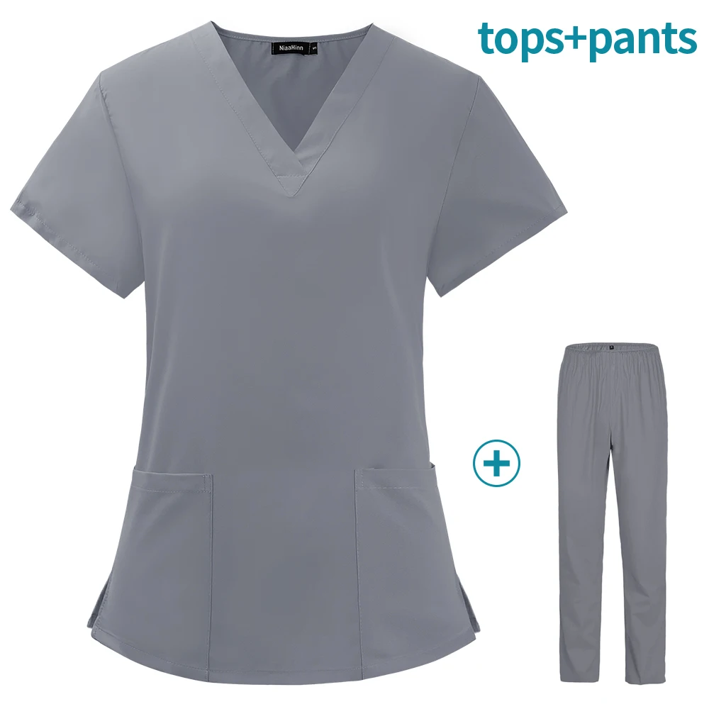 Pet grooming institution Scrubs set High Quality Spa Uniforms Unisex V-Neck Work clothes Medical suits clothes Scrubs Tops Pants