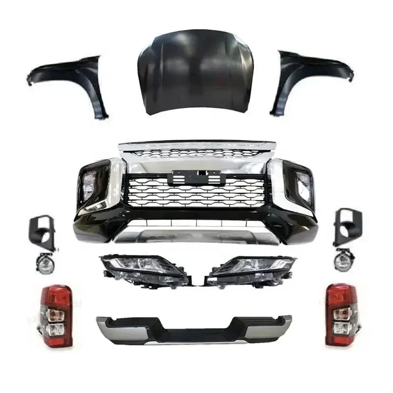 

High quality Car bumpers for Mitsubishi Triton L200 2015-2019 Upgrade To 2021 Front rear bumper Headlights Taillights