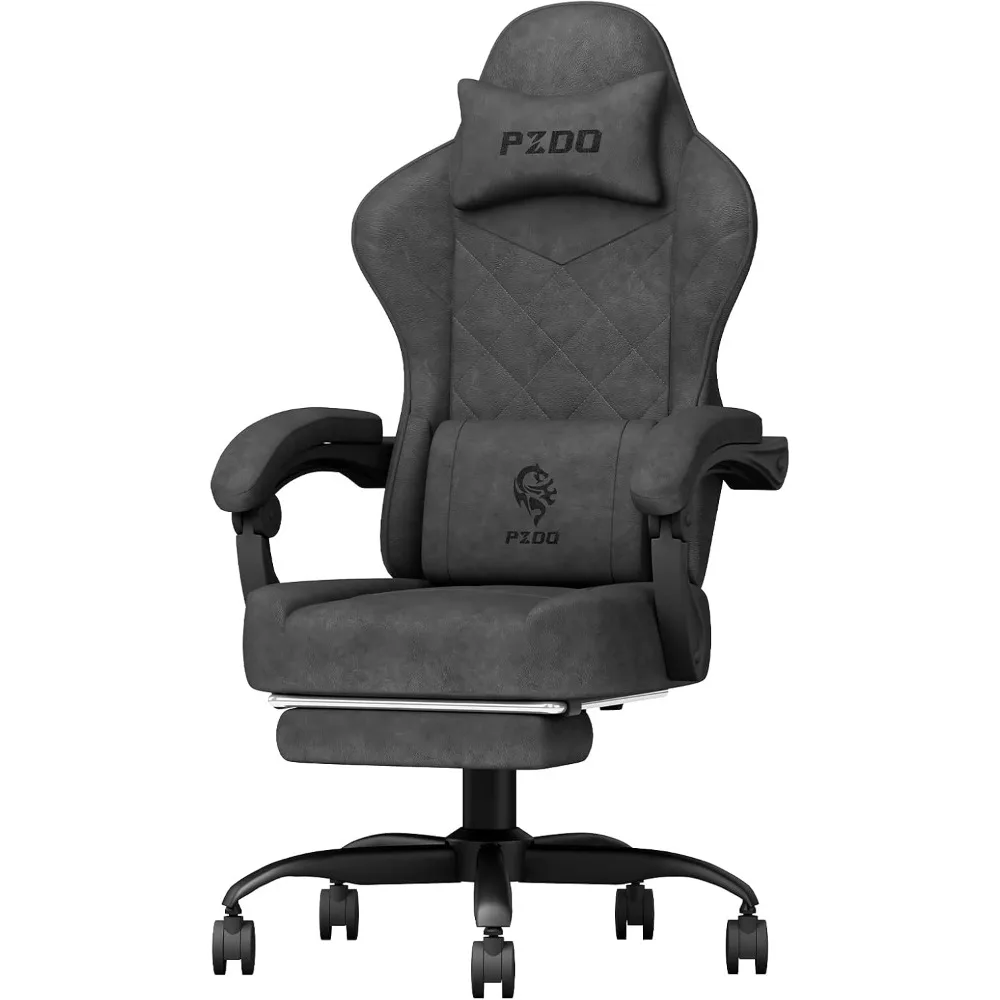 

Gaming Chair for Adults with Footrest, Lumbar Support, Fabric Computer Office Chair, High Back PC Chair Ergonomic