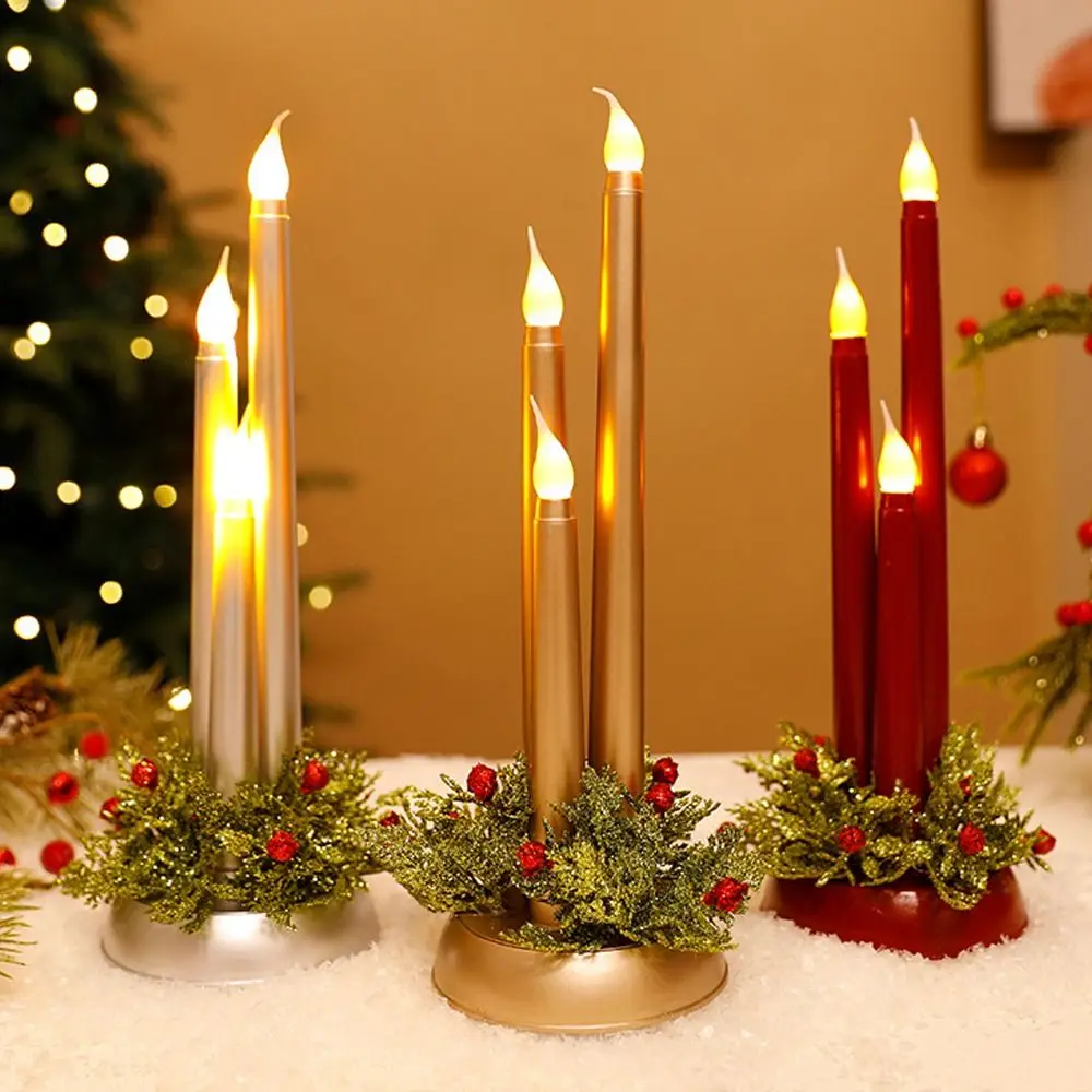 Retro Christmas LED Candles Light Luminous Flickering Flameless Candles Lamp Plastic Elegant Electric Candle Tealight