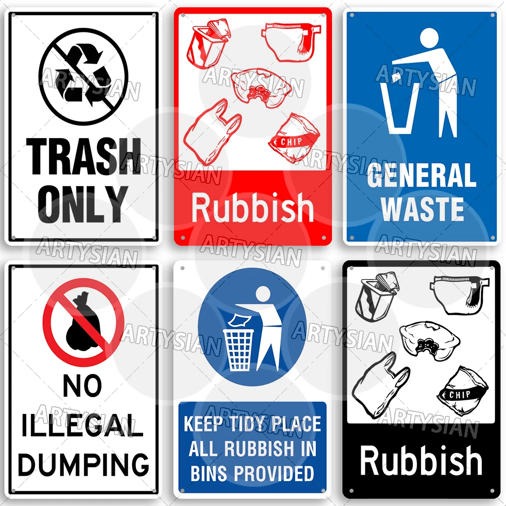 Waste Disposal Metal Sign No Illegal Dumping No Littering Rubbish Plaque Rubbish Trash Garbage Waste Keep Clean Warning Plaque