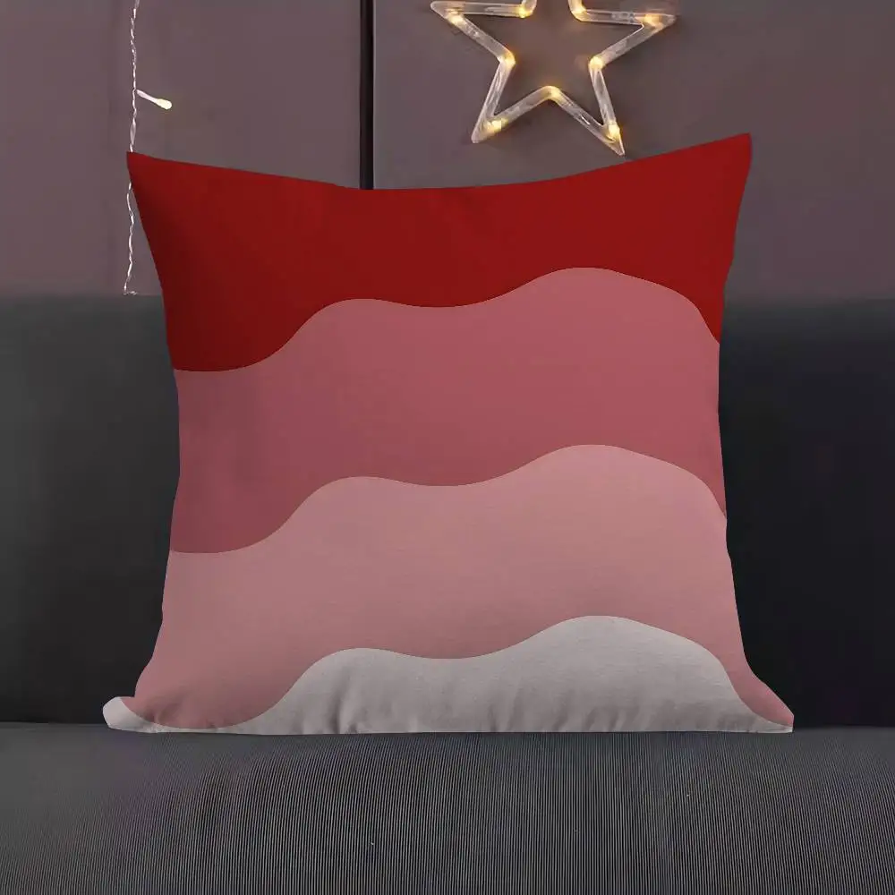 

Red Gradient Waves Personalized Pillow Dust Cover Bedroom Kids Party Decoration Pillowcase Birthday Children Gift