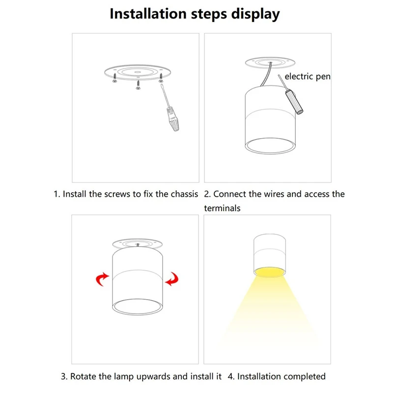 4000K Neutral Light LED Downlight 12W Surface Mounted Rotating Folding Ceiling Lamp Universal Corridor Aisle Light