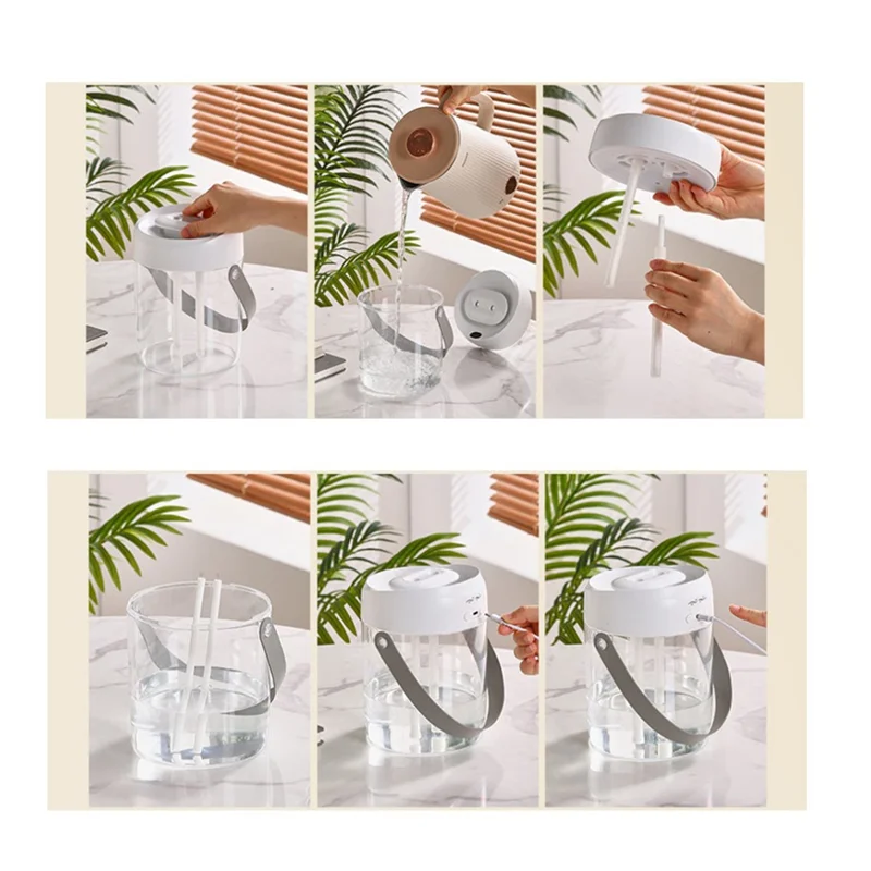 A71Z Bianco 2L Doppio Ugello Umidificatore Desktop Da Ufficio Atomizzatore D'aria Portatile USB Ricaricabile Display Digitale Umidificazione Nebuli