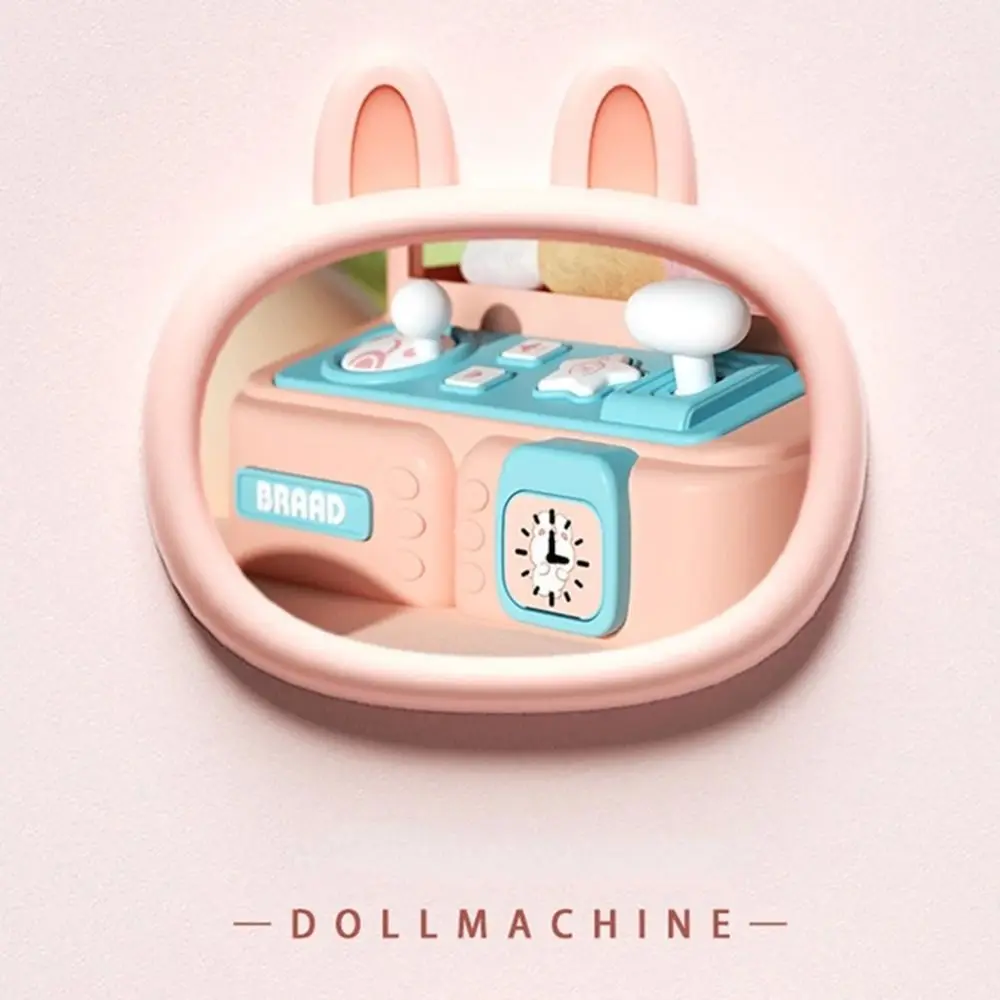 Joystick Control Mini Doll Claw Machine with Light&Music USB/Battery Powered Mini Claw Catch Toy 10 Dolls&Eggs Pink