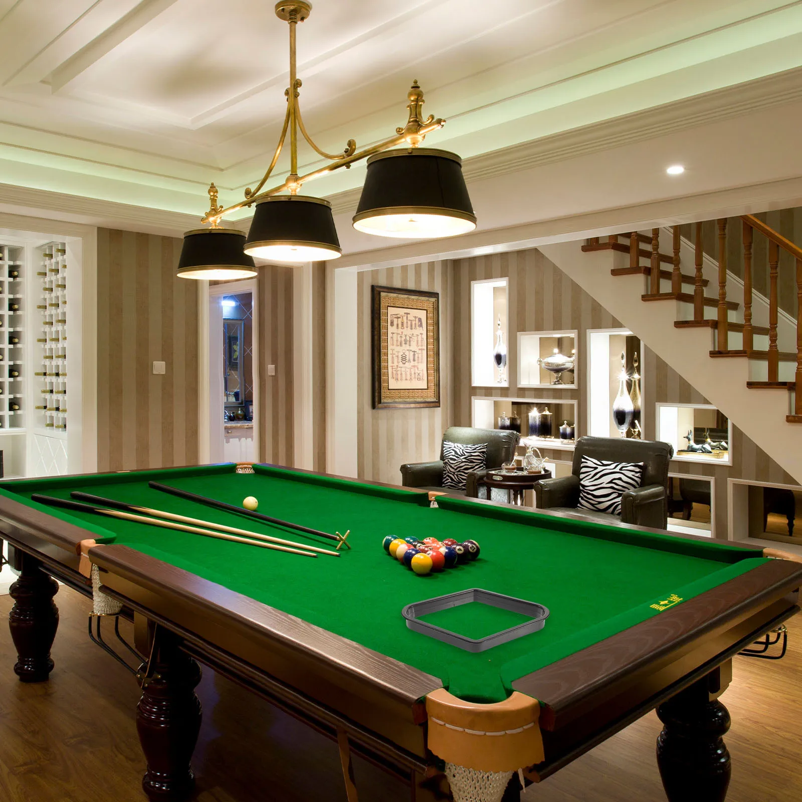 

2Pcs Table Pool Ball Rack Retro Style Billiard Organizer Strong Construction for Game Room Billiards Accessories 9-Ball Frame