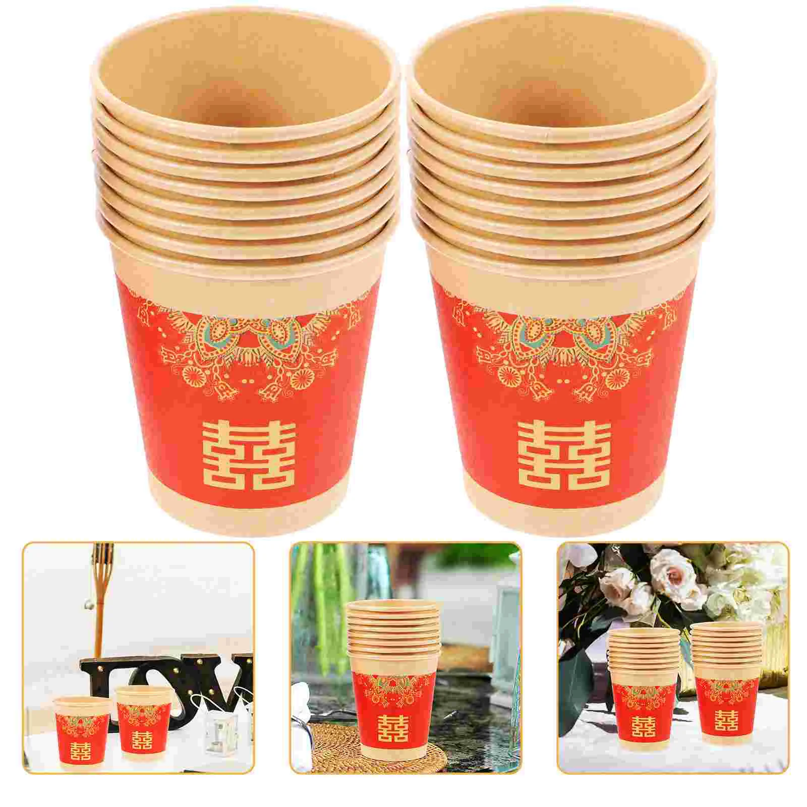 

50 Pcs Hot Drinks Cup Happy Paper Coffee Mug Wedding Banquet Cups Other Supplies Drinking Serving