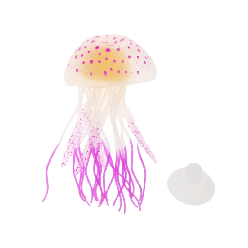 Silicone Jellyfish Ornament Decoration for Aquarium Fish Tanks 2.4x5 Inches Artificial Bright Color Moving Jellyfish