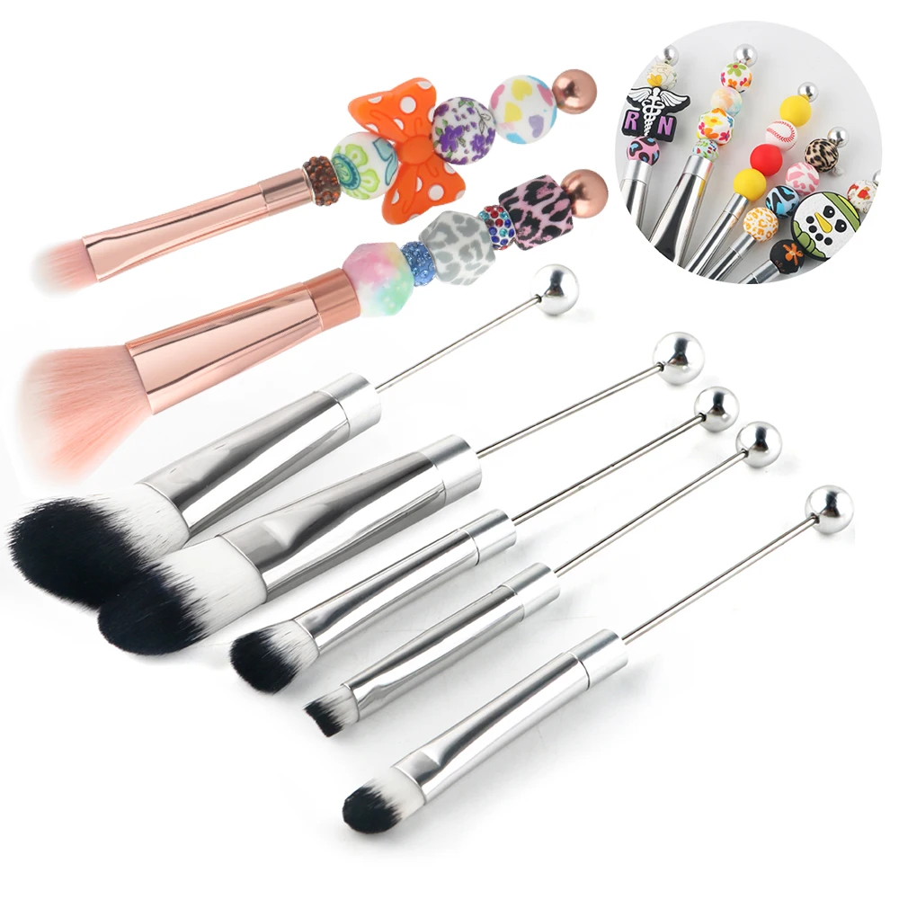 

1~10Set Jewelry Beaded DIY Eye Brush Detachable Beads Makeup Brushes 5Pcs/set Professional Makeup Tools Detachable For Lady Girl