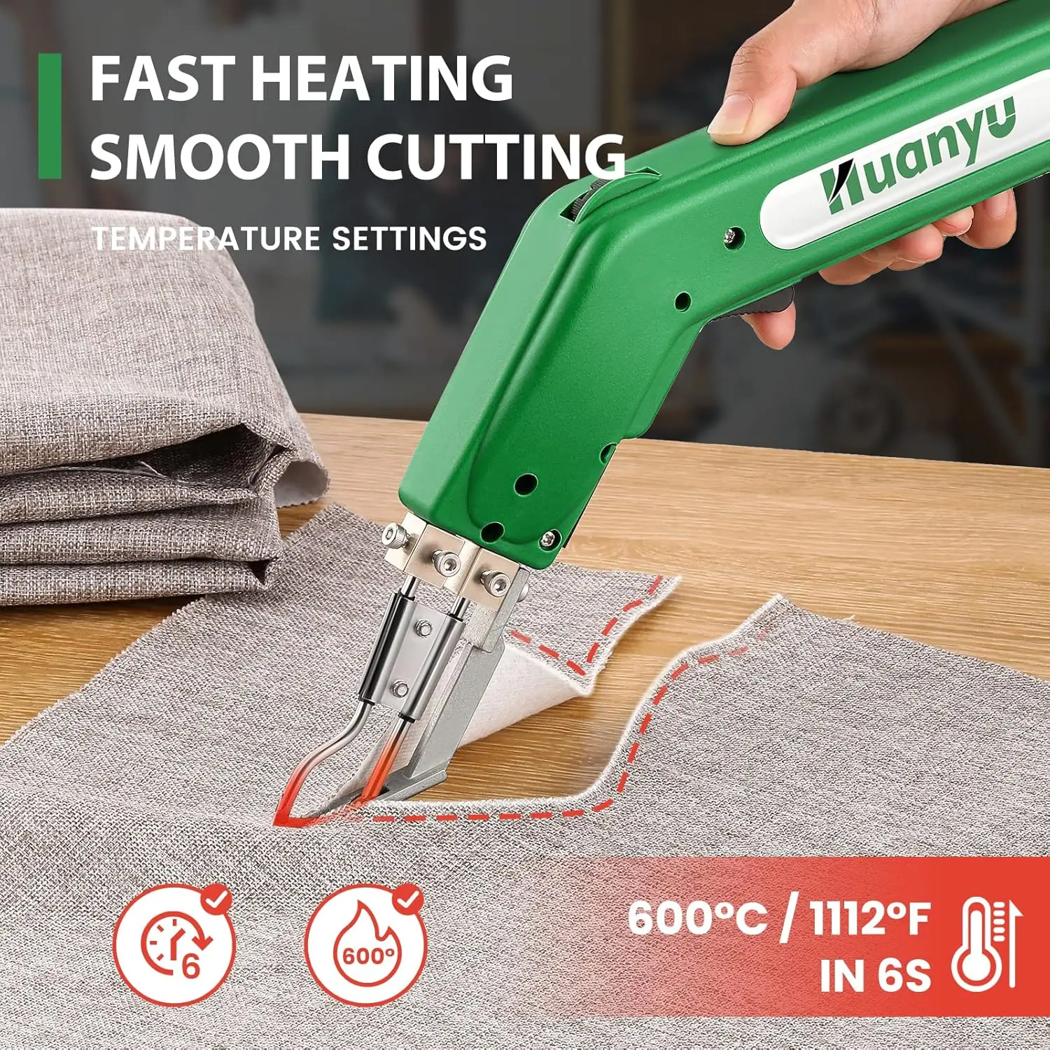 Electric Hot Knife Rope Cutter Fabric Cutting Tool Kit 4 Blades Pro Fabric Cutter 600° C Heat Cutter 100W Heat Sealer for Sponge