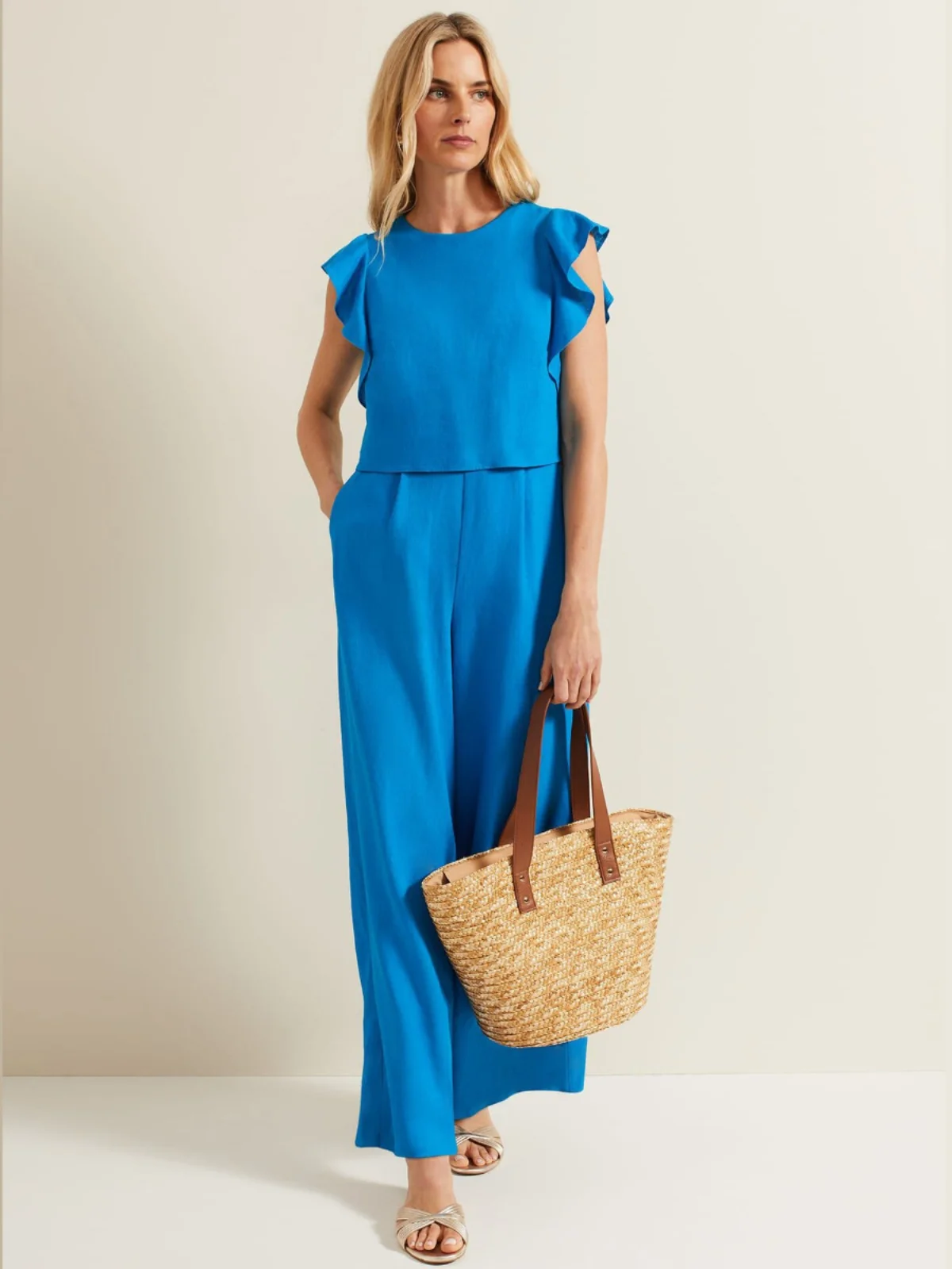 

round Ne Fly Sve Linen Slimming Color Cotton Linen Faion Fake Two-Piece Jumpsuit Original Women's Summer Wear