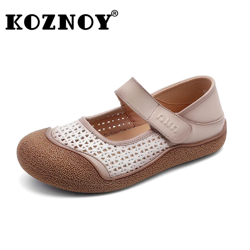 

Koznoy/женские сандалии из коровьей кожи 2,5 см, обувь Мэри Джейн на танкетке, летние женские тапочки на плоской подошве, роскошные резиновые туфли