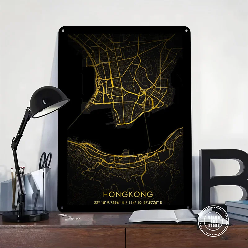 هونغ كونغ مطبوعة ملصق تخصيص جدار الفن ريترو خمر معدن القصدير علامات للمنزل غرفة الديكور الداخلي ديكور المنزل الألعاب #2