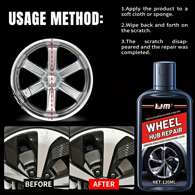 Wheel Hub Repair Kit, Includes Polishing Agent, Suitable for Scratch, Wear and Discoloration Repair - Refurbish Rims, Remove image 4