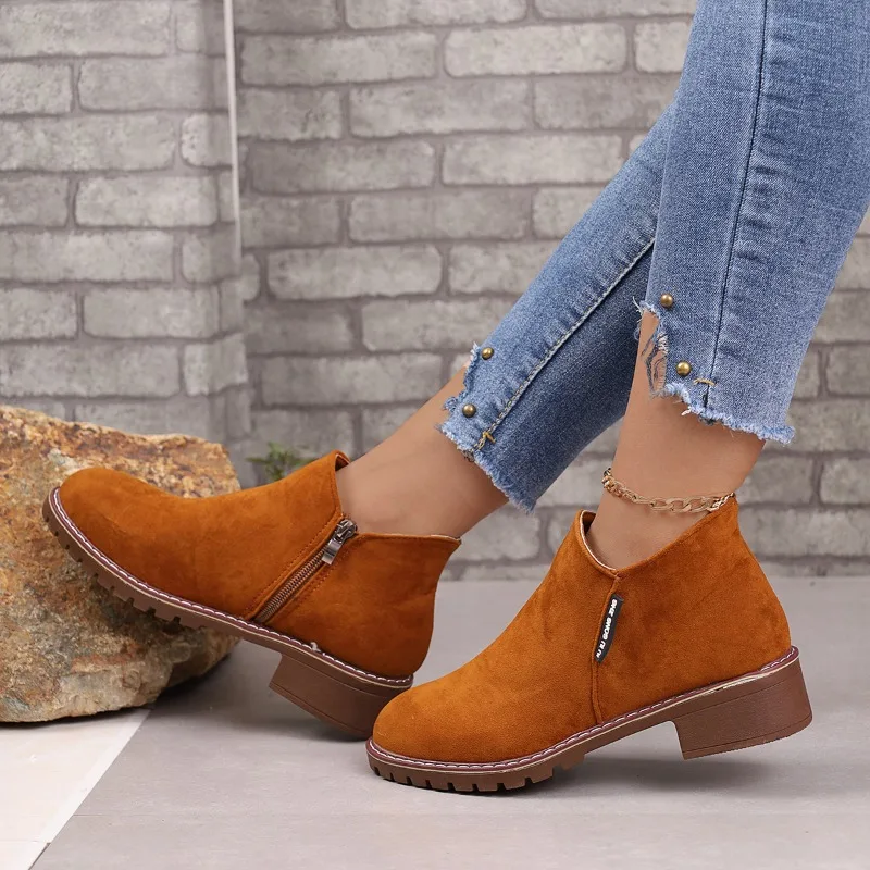 Women Boots 2024 New Autumn and Winter Women Shoes Brand Fashion Ankle High Heels Casual Suede Leather Goth Boots for Women