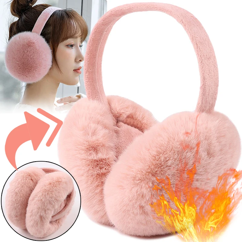 

Fashion Unisex Winter Fluffy Earmuffs Women Men Ear Warmer Plush Solid Color Comfortable Ear Muffs Earflap Earmuffs Adjustable