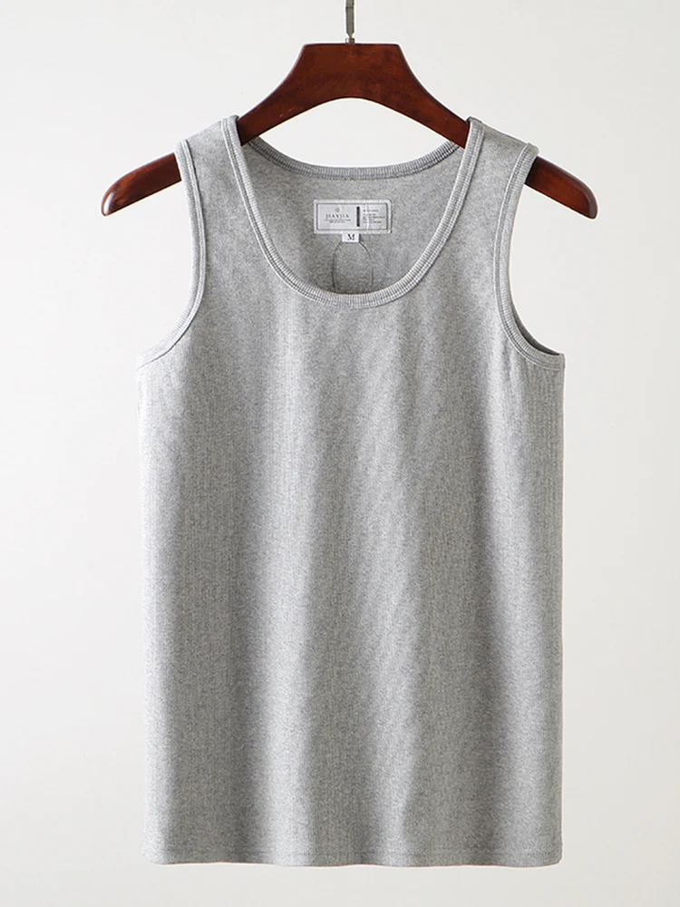 

New Men's Fitness Training Pure Cotton Elastic Ribbed Skin-friendly Breathable Sport Home Casual Slim Fit Base Tank Top