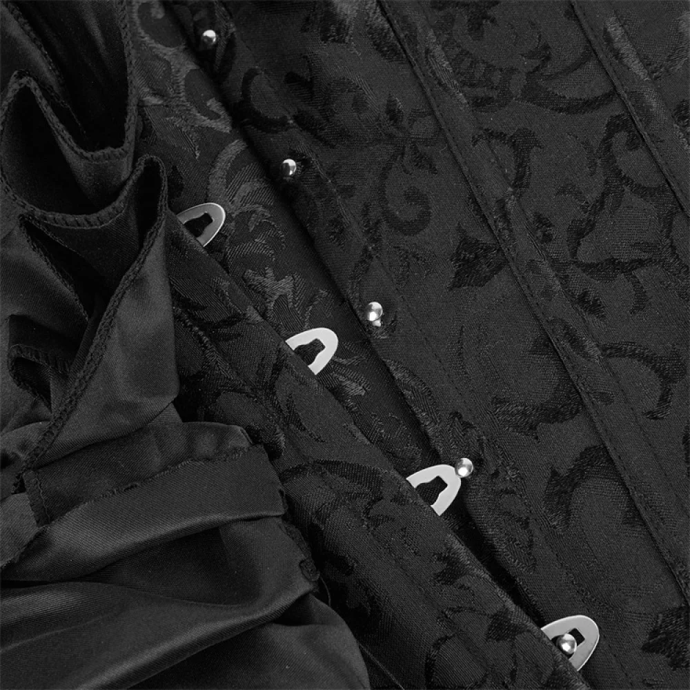 女性のレトロヴィンテージビクトリア朝の花ブロケードオーバーバストコルセットビスチェハロウィンパーティー用