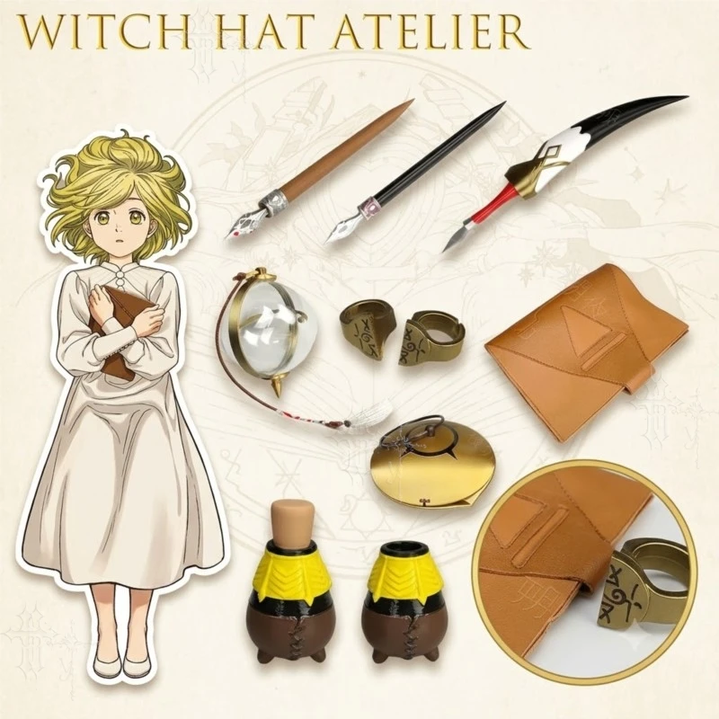 Qifrey Coco Cosplay Requisiten, Brille, Brosche, Zauberstab, Stift für Anime-Rollenspiele, Hexenhut, Halloween, Karneval, Party-Zubehör, Party