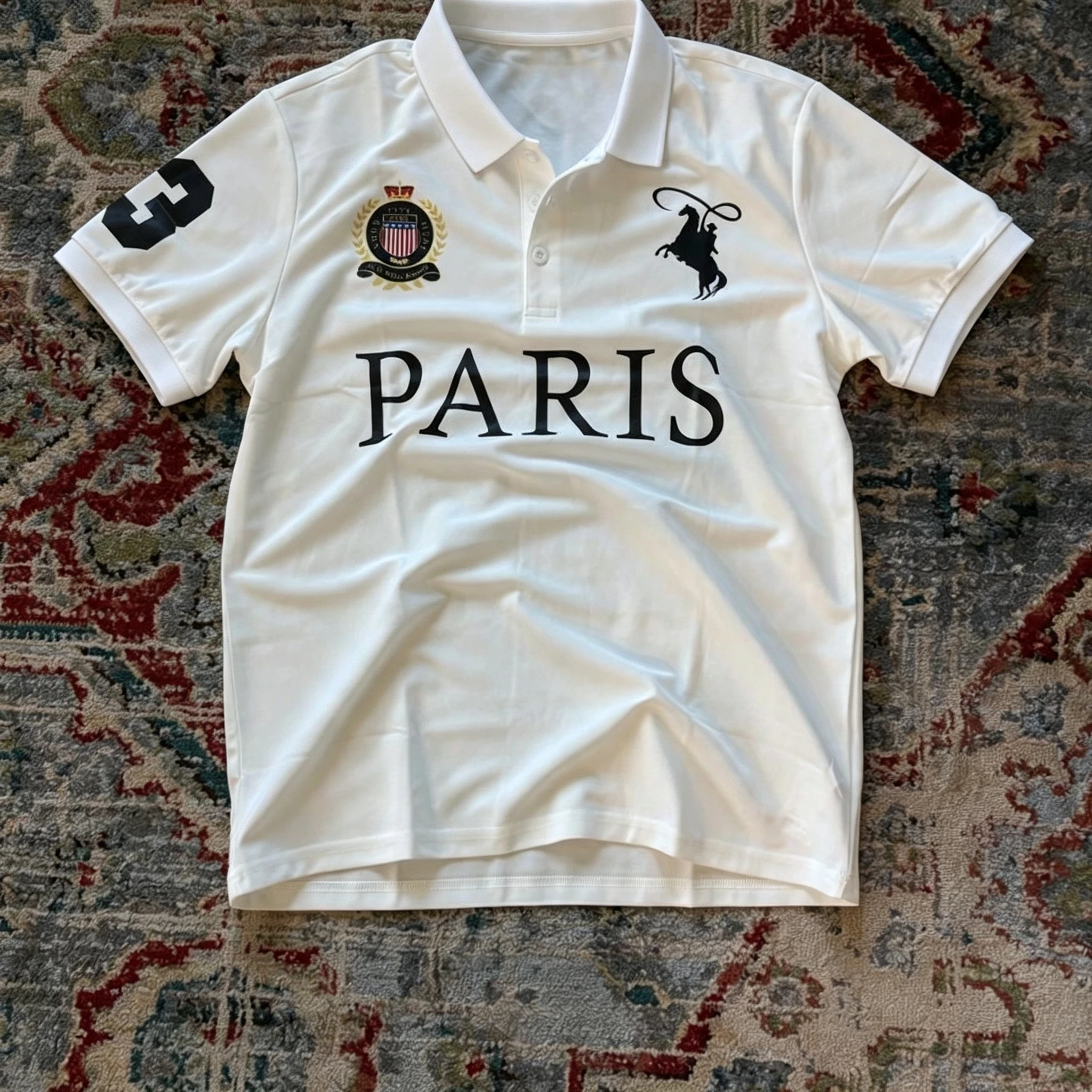 Paris Poloshirt Weiß Hip-Hop Y2K Poloshirt mit Aufdruck Rock Goth Oversized Shirt Punk Casual Tee Minimalistisch und Modisch – Detail 8