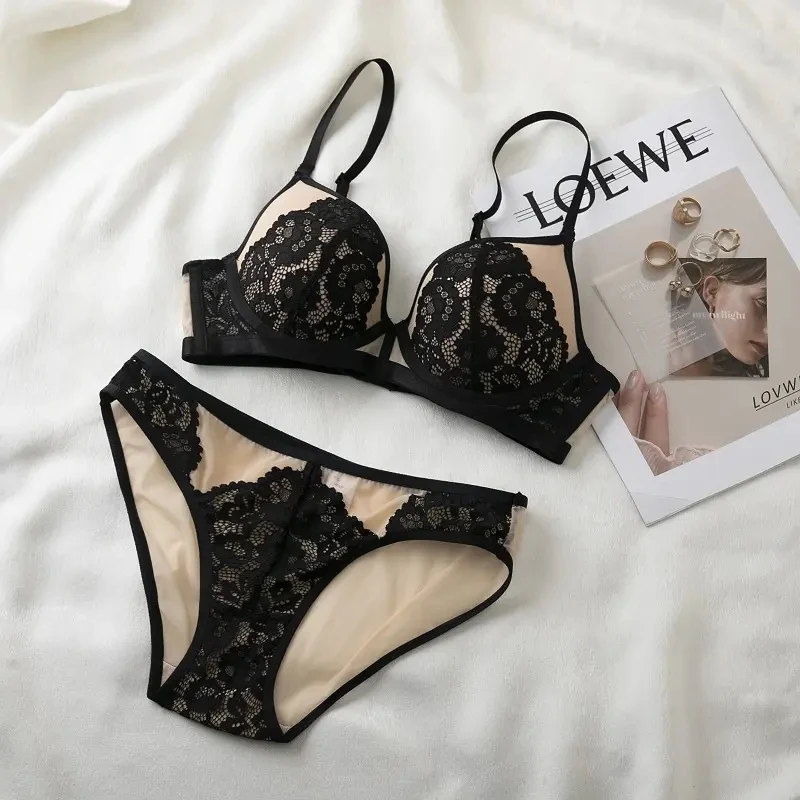 New Arrive Lingerie Private Label Lace Push Up Bra Sets Women Underwire Bralette Panty Set