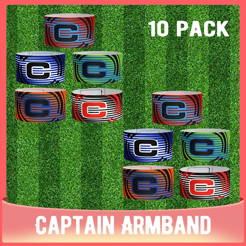 10 Pack Kid Adults Football Captain Armband Soccer Arm Band Leader Competition Gift Soccer Captain Group Armband Football Traini