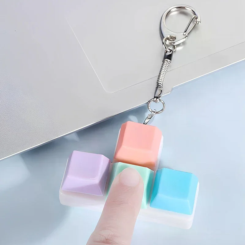 Creative Decompression Keyboard With shaped Keycaps Decompression Keychains And Small Toy Pendants