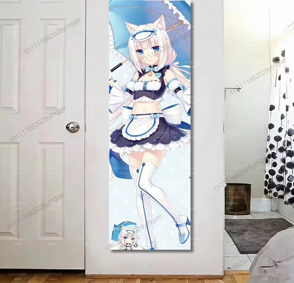 Cute Anime N-Nekopara Vertical Long Tapestry Kawaii Pink Cat Girl Maid Wall Hanging Tapestries Teen Girl Banner Background Cloth